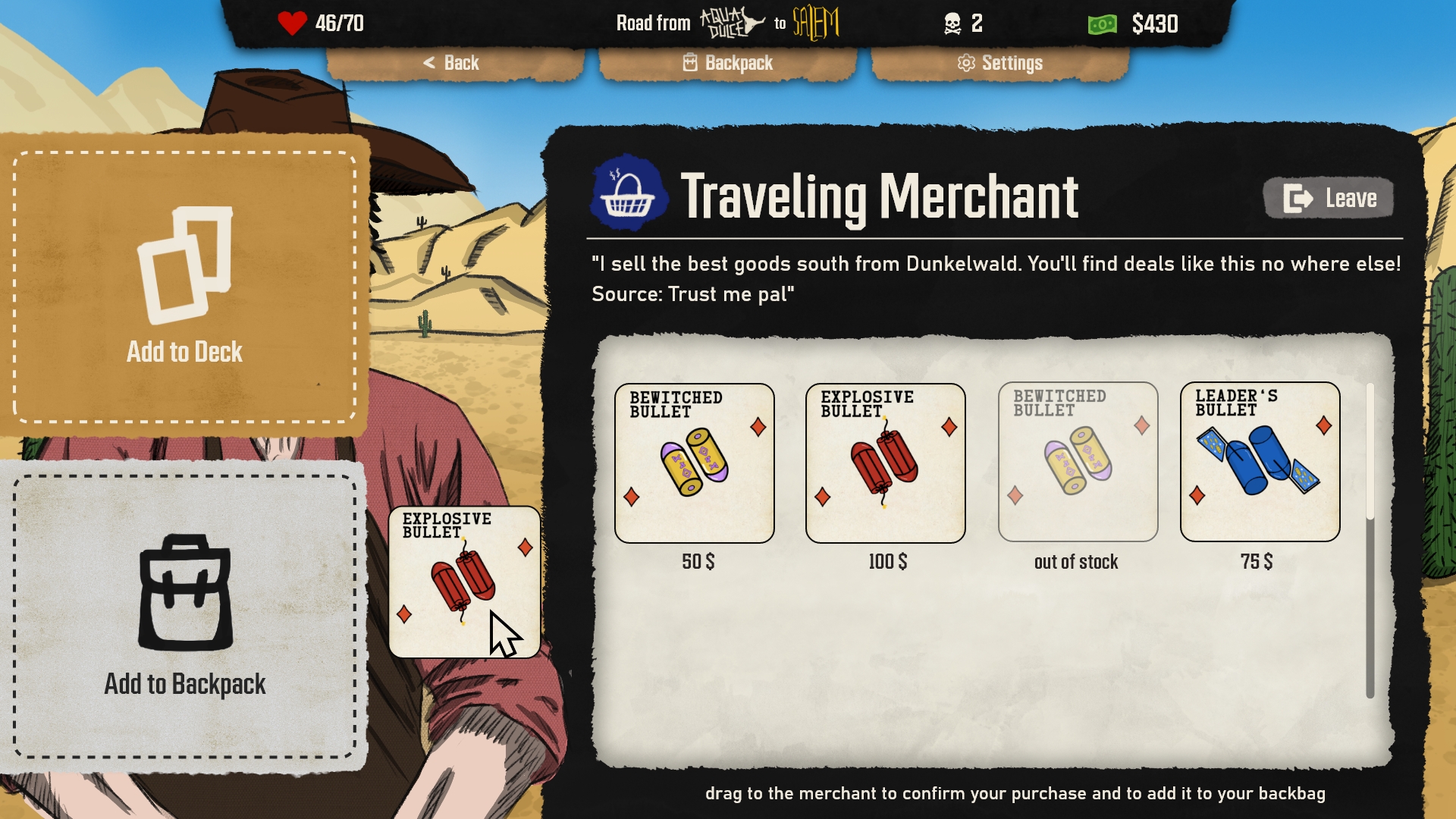 design 15 Traveling Merchant - Drag Menu